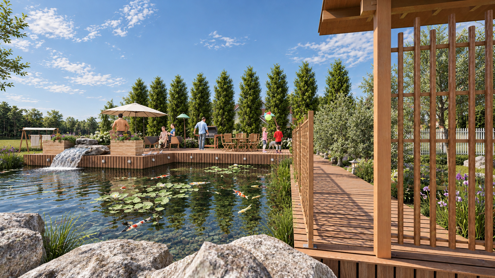 Stamford koi pond hero render